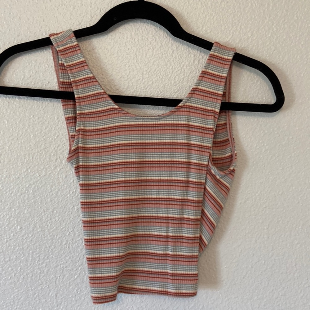 Multi Colored Striped Criss Cross Back Tank Top